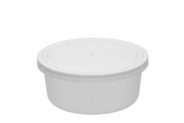 B series 200 ml white round plastic container