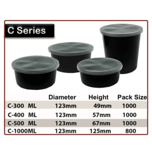 C Series- Round Takeaway Container - 300ml, 400ml, 500 ml, 1000ml