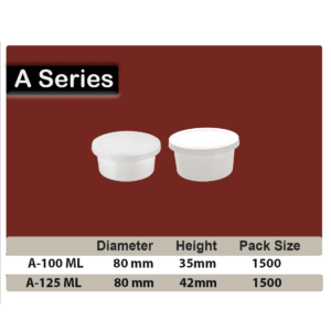 A Series -100 ml, 125 ml Round Takeaway Containers
