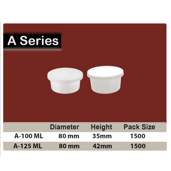 A Series -100 ml, 125 ml Round Takeaway Containers