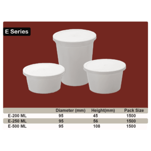 E Series- Round Takeaway Containers- 200 ml, 250 ml, 500 ml