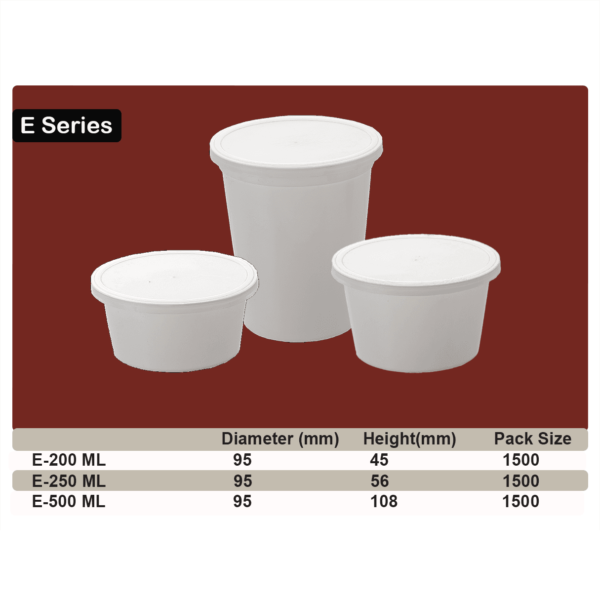 E Series- Round Takeaway Containers- 200 ml, 250 ml, 500 ml